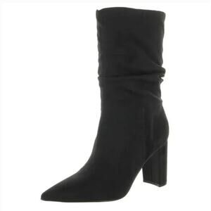 Nine West Unni Boots 9.5 Black NWOT Faux Suede Slouchy Mid-Calf Ankle Booties